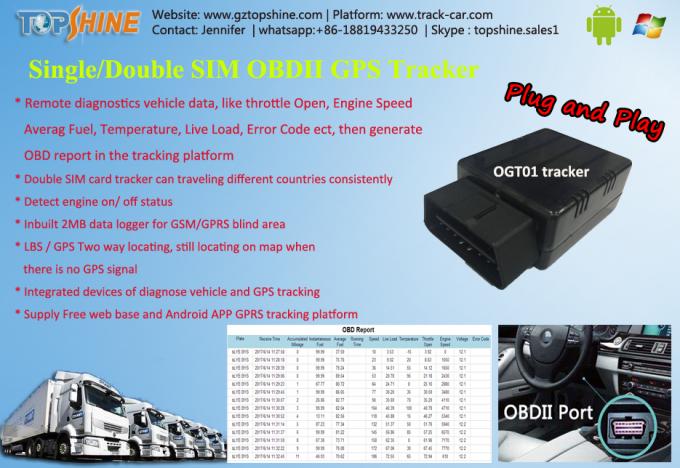 単一/二重SIMカードを持つリモート診断車データOBD GPS追跡者